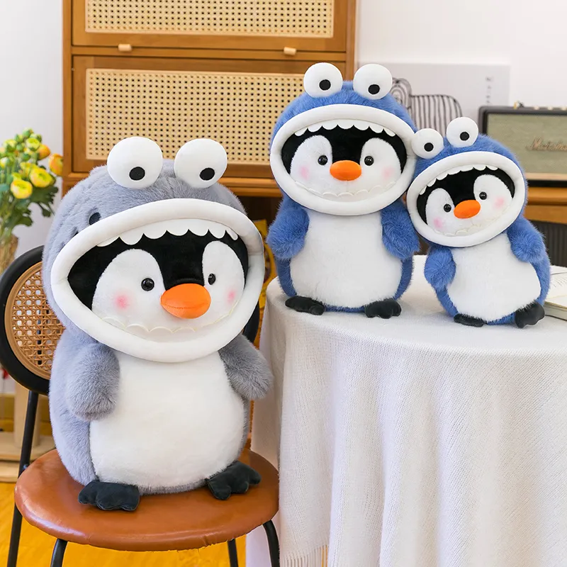2-in-1 Penguin Shark Plush Toy – Reversible Stuffed Animal Doll, Cute Aquarium Gift for Kids & Collectors